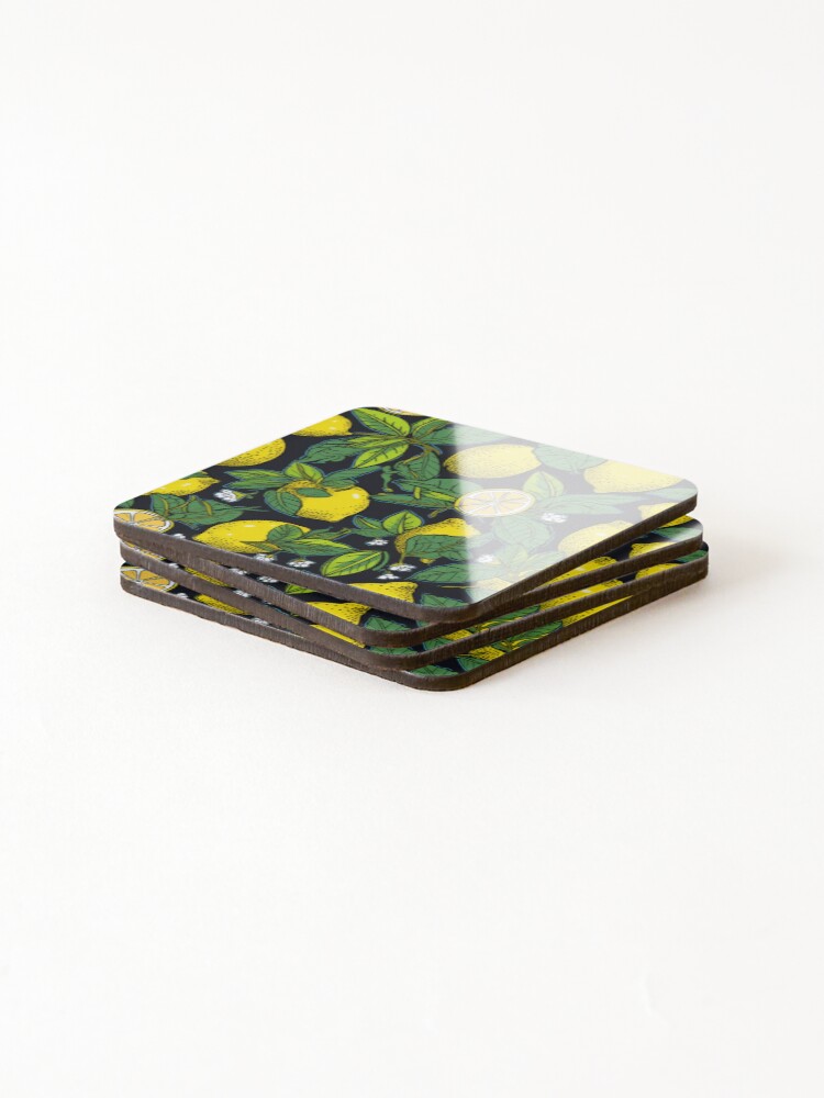 Thumbnail 4 of 5, Coasters (Set of 4), Lemon Tree Pattern designed and sold by UlDesigns.