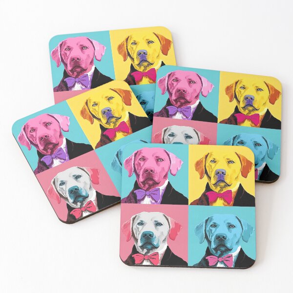 Item preview, Labrador dogs in tuxedo costume pop art designed and sold by MDCGraphics.