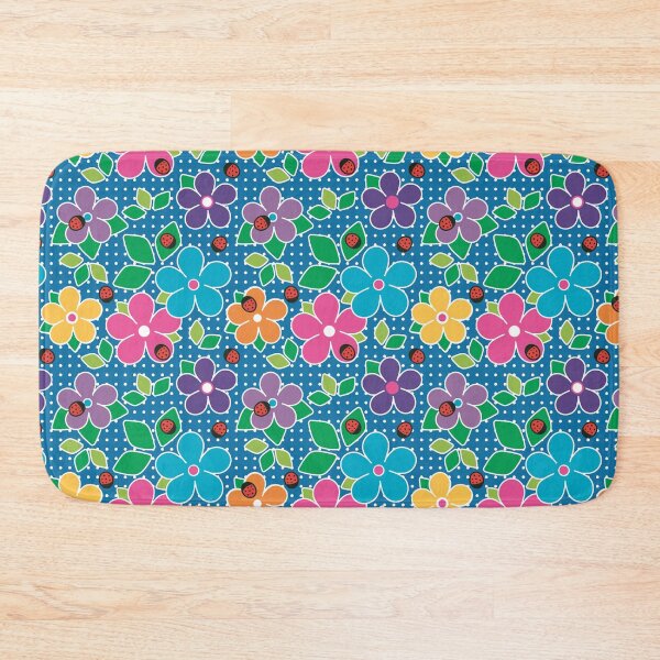 Item preview, Cute Ladybugs and Flowers Surface Repeat Pattern Polka Dots Teal designed and sold by MoePark.