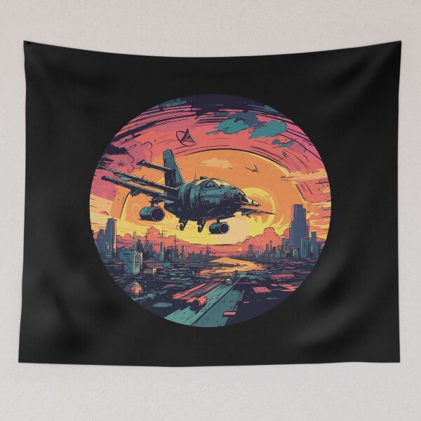 Item preview, The aircraft is flying over the cyberpunk city designed and sold by InstaCreatives.
