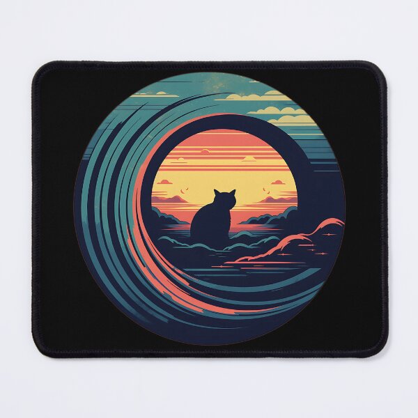 Item preview, A silhouette of black cat sit on cloud inside circle designed and sold by BabyDD.