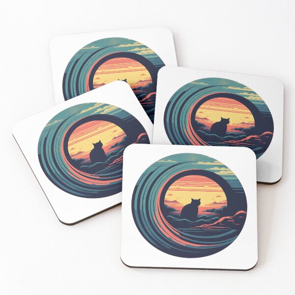 Item preview, A silhouette of black cat sit on cloud inside circle designed and sold by BabyDD.