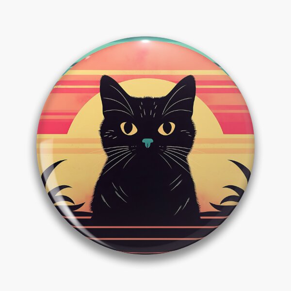 Item preview, A silhouette of black cat sit on cloud inside circle designed and sold by BabyDD.