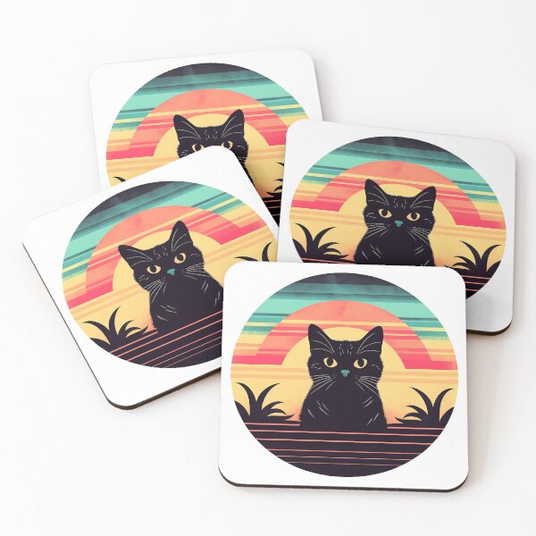 Item preview, A silhouette of black cat sit on cloud inside circle designed and sold by BabyDD.