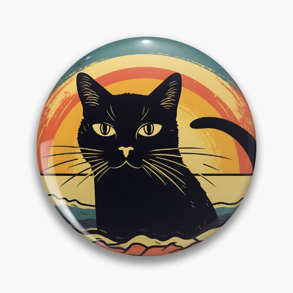 Item preview, A silhouette of black cat sit on cloud inside circle designed and sold by BabyDD.