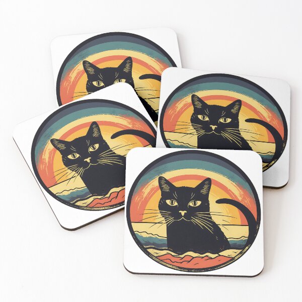 Item preview, A silhouette of black cat sit on cloud inside circle designed and sold by BabyDD.