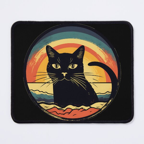 Item preview, A silhouette of black cat sit on cloud inside circle designed and sold by BabyDD.