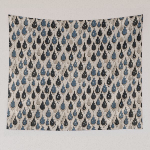 Item preview, Seamless Blue, Black, and Brown Raindrops Ceramic Mosaic Pattern on Beige Background, AI Generated designed and sold by drawerwalker.