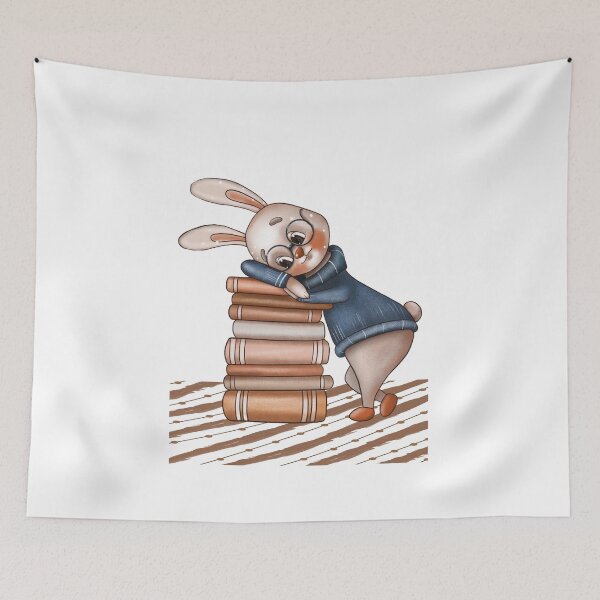 Item preview, The Dreamy Rabbit And The Book Stack designed and sold by DesignMindSG.