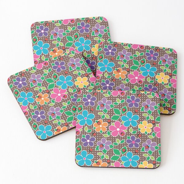 Item preview, Cute Ladybugs and Flowers Surface Repeat Pattern Polka Dots Brown designed and sold by MoePark.