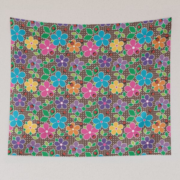 Item preview, Cute Ladybugs and Flowers Surface Repeat Pattern Polka Dots Brown designed and sold by MoePark.