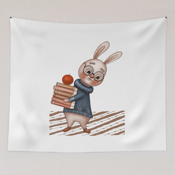 Item preview, Cute Cartoon Rabbit With A Passion For Reading designed and sold by DesignMindSG.