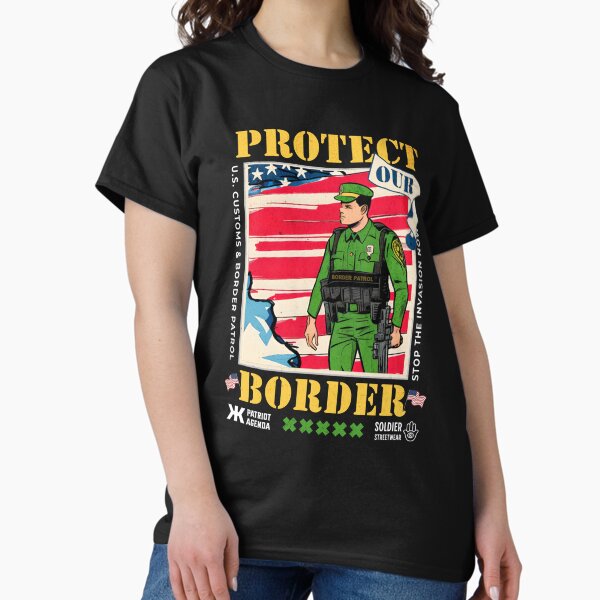Artikel-Vorschau von Schützen Sie unsere Grenze US Flag Border Patrol Agent Patriotic Streetwear, designt und verkauft von The Masked Designer.