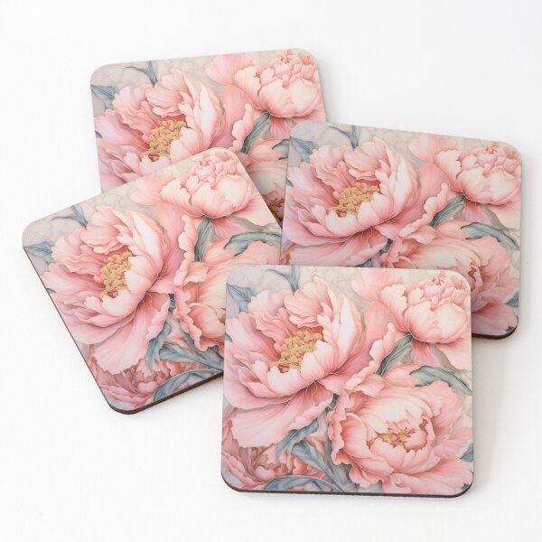 Item preview, Pink and Blue Peonies  designed and sold by HeartShapeLove.