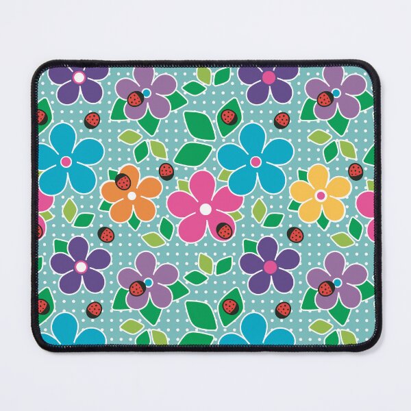 Item preview, Cute Ladybugs and Flowers Surface Repeat Pattern Polka Dots Light Green designed and sold by MoePark.