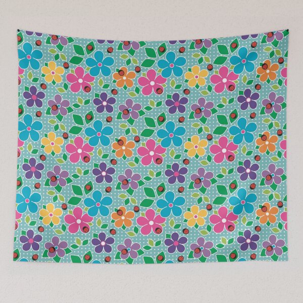 Item preview, Cute Ladybugs and Flowers Surface Repeat Pattern Polka Dots Light Green designed and sold by MoePark.