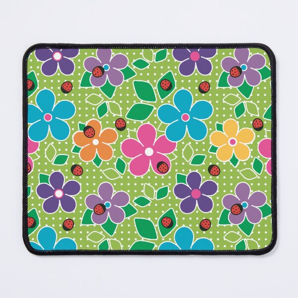 Item preview, Cute Ladybugs and Flowers Surface Repeat Pattern Polka Dots Chartreuse designed and sold by MoePark.