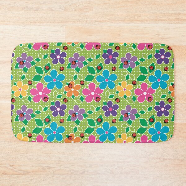 Item preview, Cute Ladybugs and Flowers Surface Repeat Pattern Polka Dots Chartreuse designed and sold by MoePark.