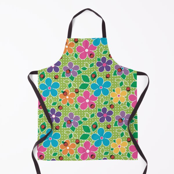 Item preview, Cute Ladybugs and Flowers Surface Repeat Pattern Polka Dots Chartreuse designed and sold by MoePark.