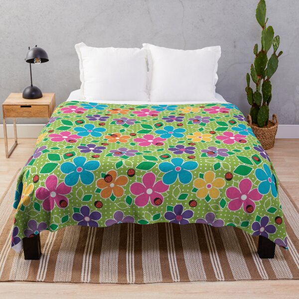 Item preview, Cute Ladybugs and Flowers Surface Repeat Pattern Polka Dots Chartreuse designed and sold by MoePark.