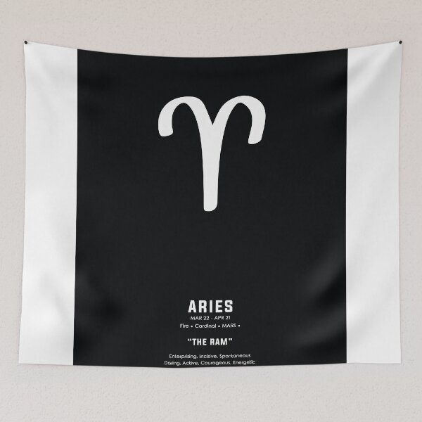 Item preview, Aries Print - Zodiac Signs Print - Zodiac Posters - Aries Poster - Black and White 2 - Aries Traits designed and sold by Studio Grafiikka.
