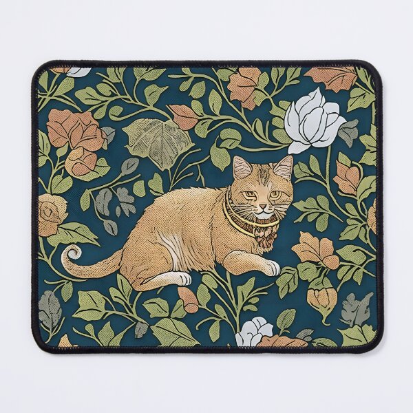 Item preview, Victorian Flowers and Cat Inspired By William Morris Style designed and sold by Tamas Das.