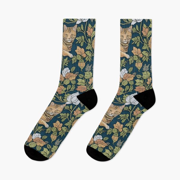 Item preview, Victorian Flowers and Cat Inspired By William Morris Style designed and sold by Tamas Das.