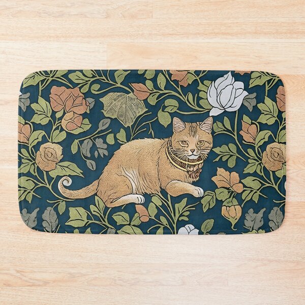 Item preview, Victorian Flowers and Cat Inspired By William Morris Style designed and sold by Tamas Das.