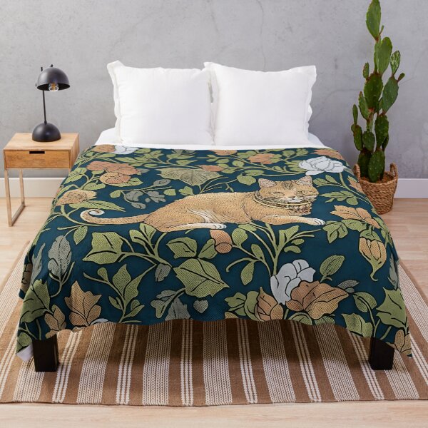 Item preview, Victorian Flowers and Cat Inspired By William Morris Style designed and sold by Tamas Das.