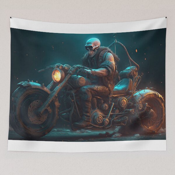 Item preview, Bad Ass Skeleton Biker Waiting On His Bike designed and sold by Diego Re.