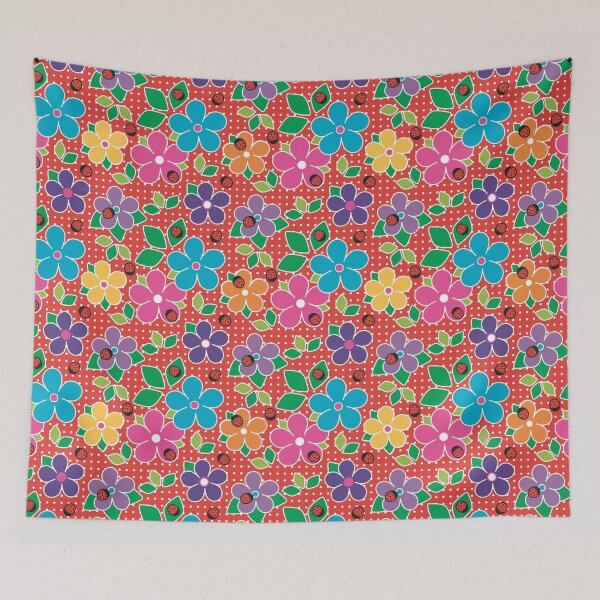 Item preview, Cute Ladybugs and Flowers Surface Repeat Pattern Polka Dots Red designed and sold by MoePark.