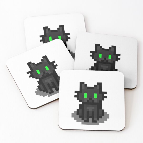 Item preview, Pixel Green Eyes Black Cat designed and sold by StrawHatBby.