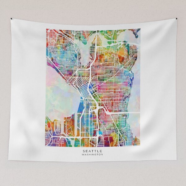 Item preview, Seattle Washington City Street Map designed and sold by ArtPrints.