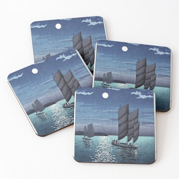 Item preview, Japanese Art Print Boats at Shinagawa Night by Tsuchiya Koitsu Vintage Poster designed and sold by irishloore.
