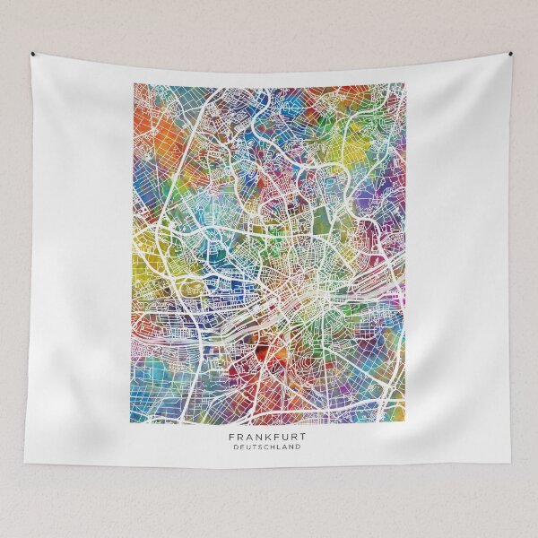 Artikelvorschau, Frankfurt Germany City Map entworfen und verkauft von ArtPrints.