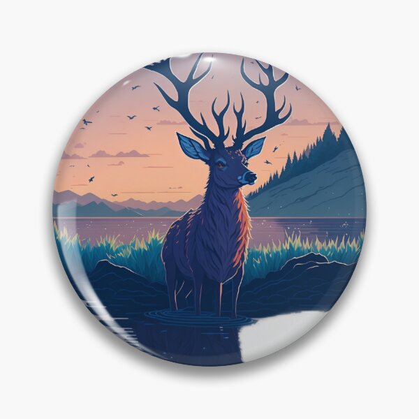 Item preview, Serene Sunset Reflection: A Charming Deer Drinking in the Lake designed and sold by RedArtG09.