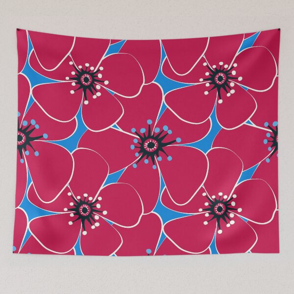 Item preview, Vivid Blooms on bright blue bg designed and sold by Olena Kovalova Design.