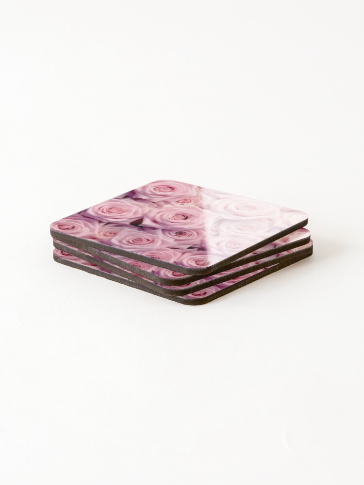 Thumbnail 4 of 5, Coasters (Set of 4), Pink Roses designed and sold by HeartShapeLove.
