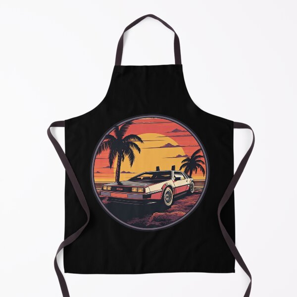 Item preview, DeLorean inspired car Sunset Palm Trees front designed and sold by TeePulseMania.