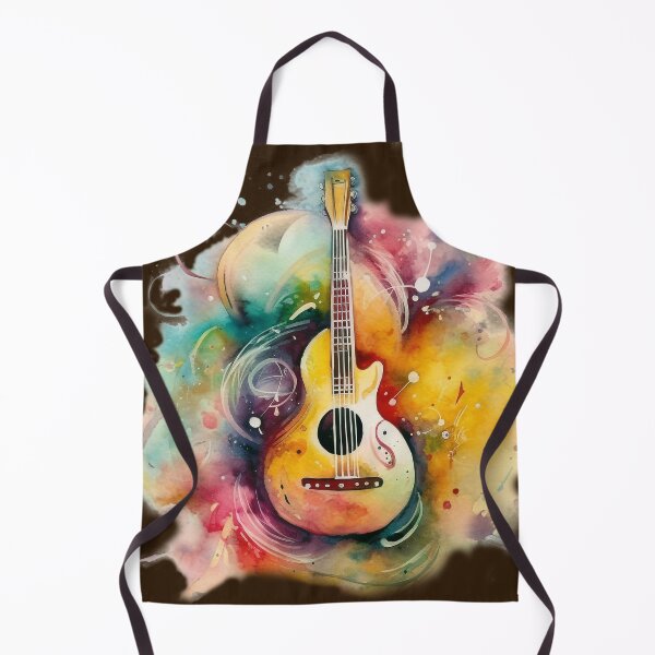 Item preview, Playful Watercolor Guitar Portrait, Colorful Fantasy Art, Inspired by František Dvořák, Miwa Komatsu & L. Birge Harrison, UHD Digital Art designed and sold by stateofhuman.