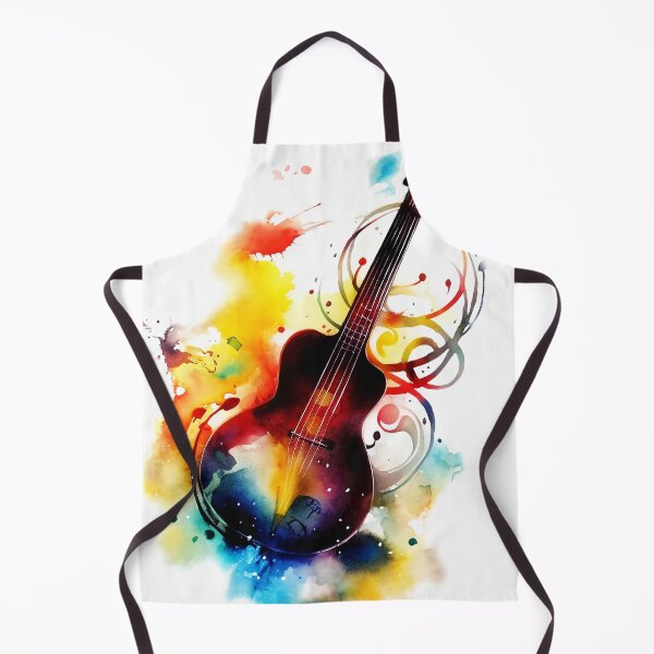 Item preview, Colorful Watercolor Acoustic Guitar Art, Fun & Vibrant Color Splashes, Inspired by Xu Beihong, Sam Bosma & Alena Aenami, 4:5 PNG designed and sold by stateofhuman.