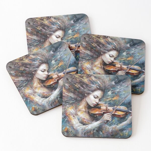 Item preview, Enchanting Violinist's Dream Oil Painting-Style Digital Art, Romantic Russian Art Inspired Abstract Music, fantasy, Wall Decor designed and sold by stateofhuman.