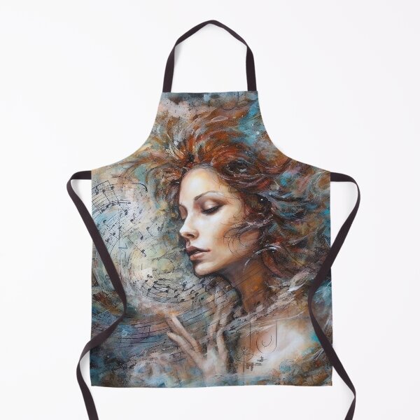 Item preview, "Water Music Muse Digital Art, Abstract Woman, Dreamlike Illusionism, Swirling Vortexes, Cyan & Amber, UHD Wall Art, 20""x16"" Print " designed and sold by stateofhuman.