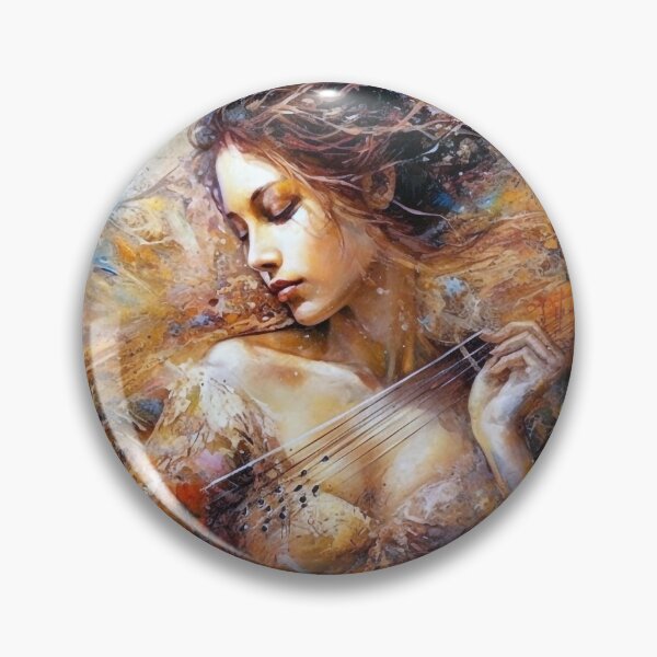 Item preview, Abstract Profile of Woman Playing Stringed Instrument, Windswept Design, Rich Detail & Golden Hues, Romantic Art Print designed and sold by stateofhuman.