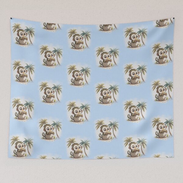 Item preview, Tropical Vibes with a Cute Monkey designed and sold by hudaG.