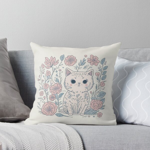 Artikelvorschau, Neko-Katze mit Blumen entworfen und verkauft von pigipeach.