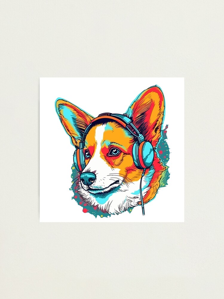 Corgi Music Lover A Relaxing Design for Dog Owners Photographic Print