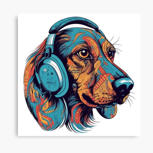 Dog With Headphones Puppy Digital Art by Mooon Tees - Pixels