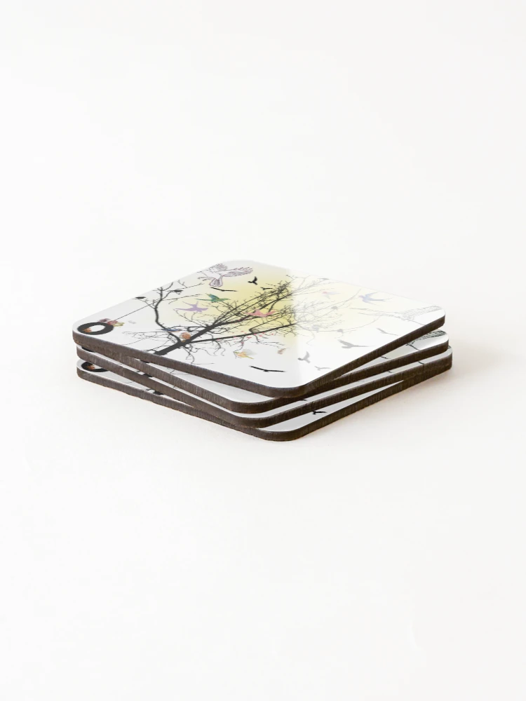 Thumbnail 4 of 5, Coasters (Set of 4), Birds on Tree designed and sold by RokaaShop.