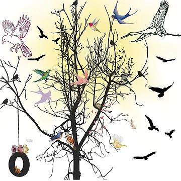 Artwork thumbnail, Birds on Tree by RokaaShop